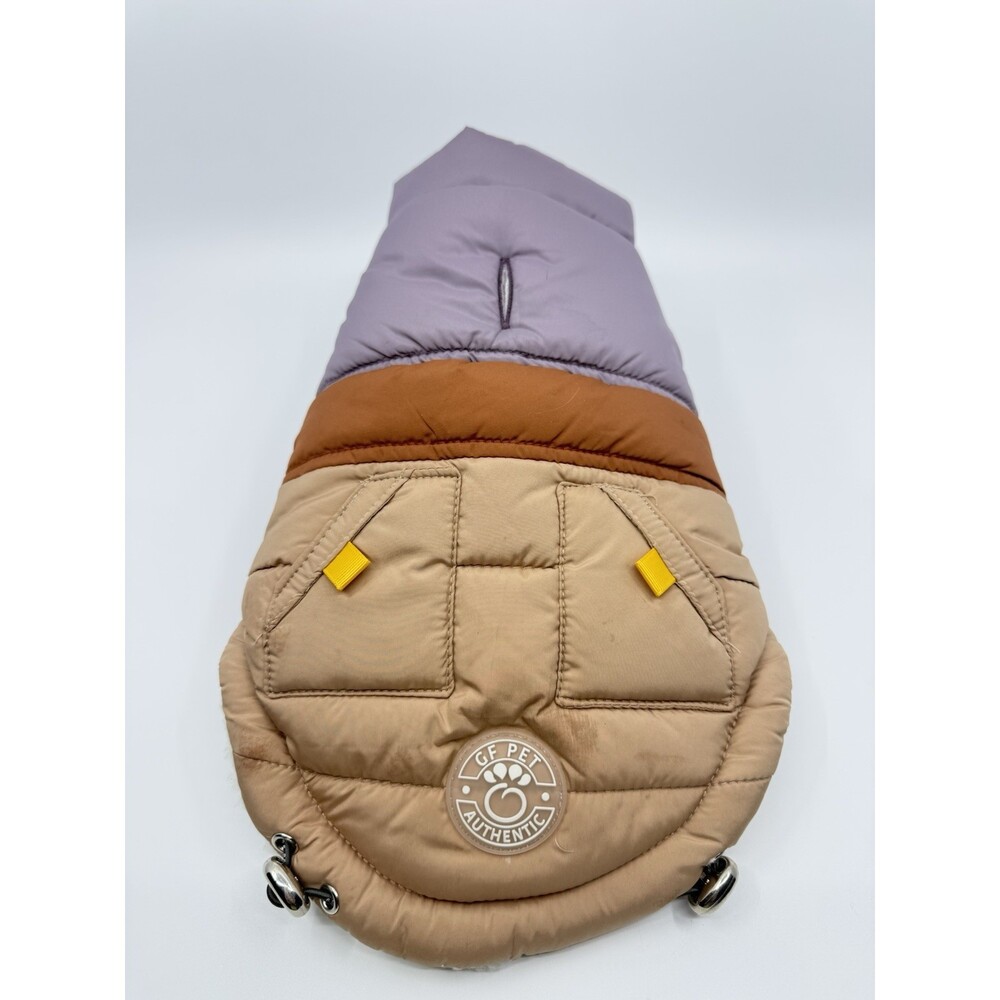 GF Pet Summit Puffer Fleece Lining Jacket Dog Cat Leash Hole Purple Tan Brown XS